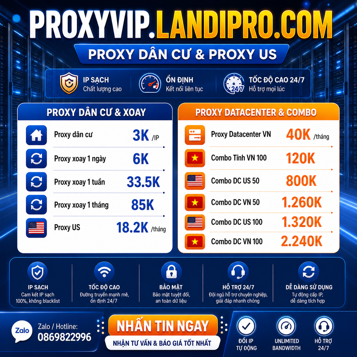 ProxyVIP – Dịch Vụ Proxy Dân Cư & Proxy Xoay Uy Tín, Giá Rẻ